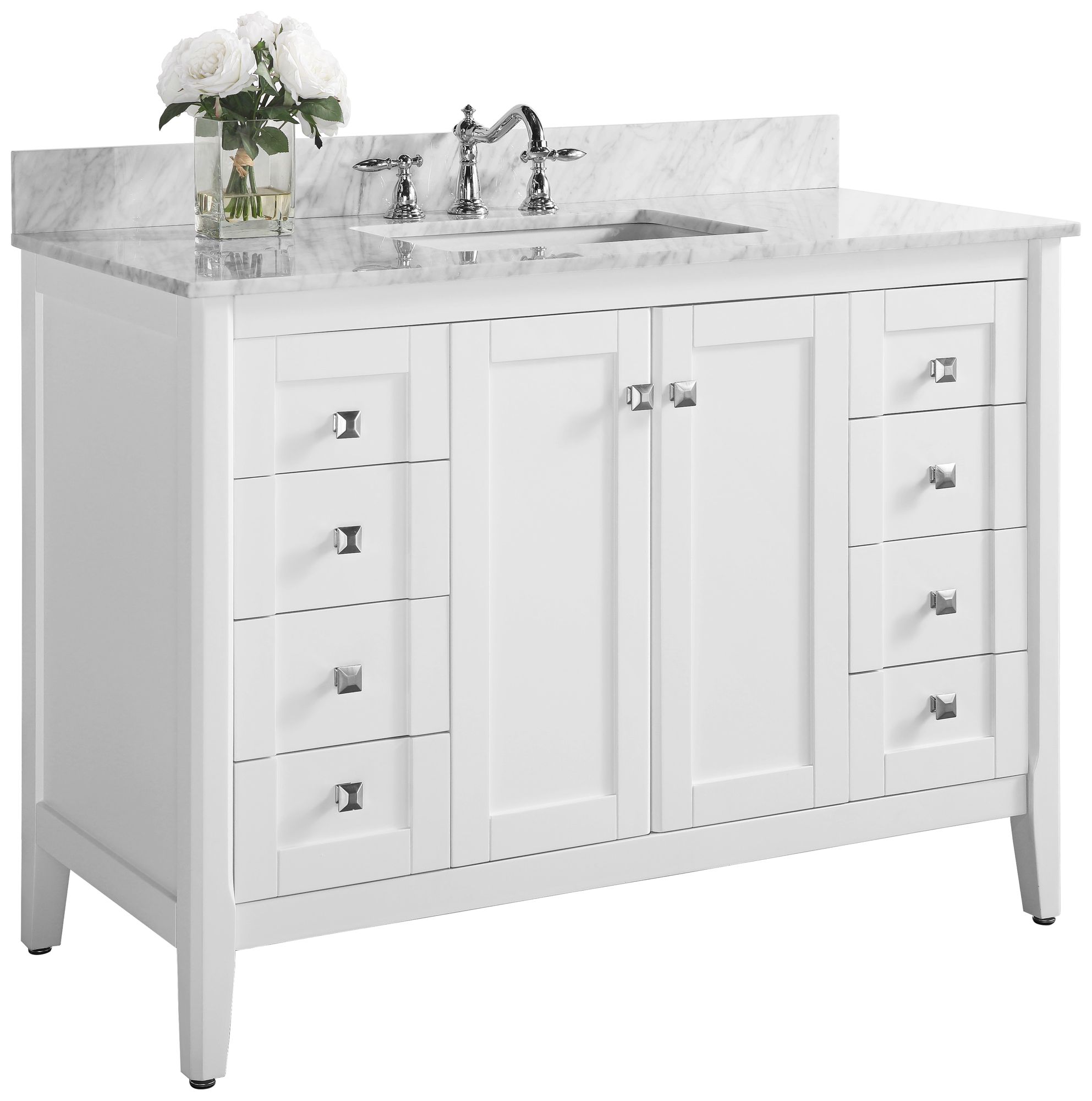 Shelton White 48" Italian Marble Single Sink Vanity