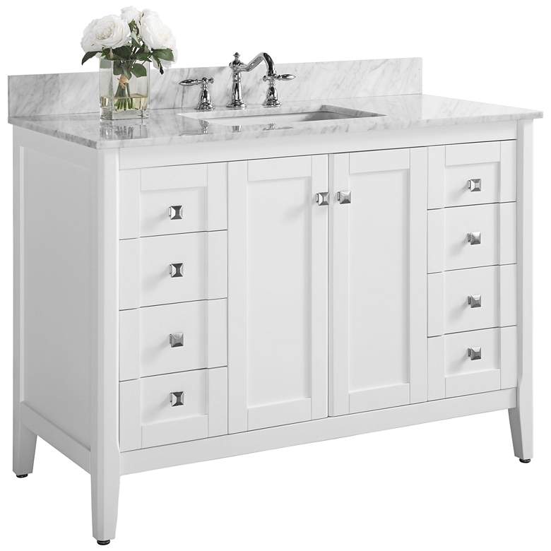 Shelton White 48&quot; Italian White Marble Single Sink Vanity