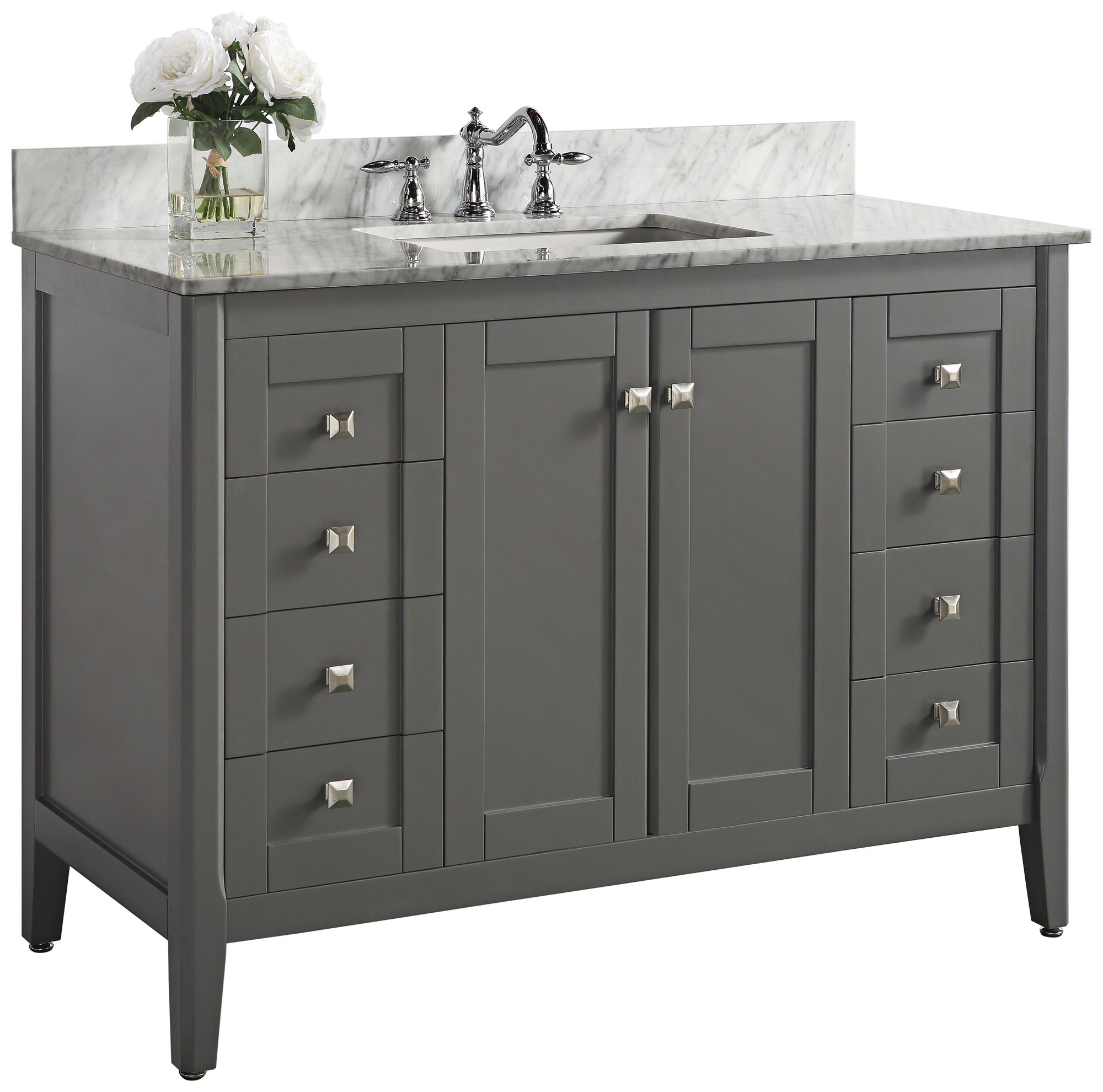 Shelton Sapphire Gray 48" White Marble Single Sink Vanity