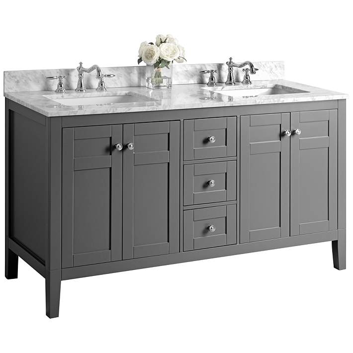 Maili Sapphire Gray 60 Italian Marble, 60 Double Sink Vanity