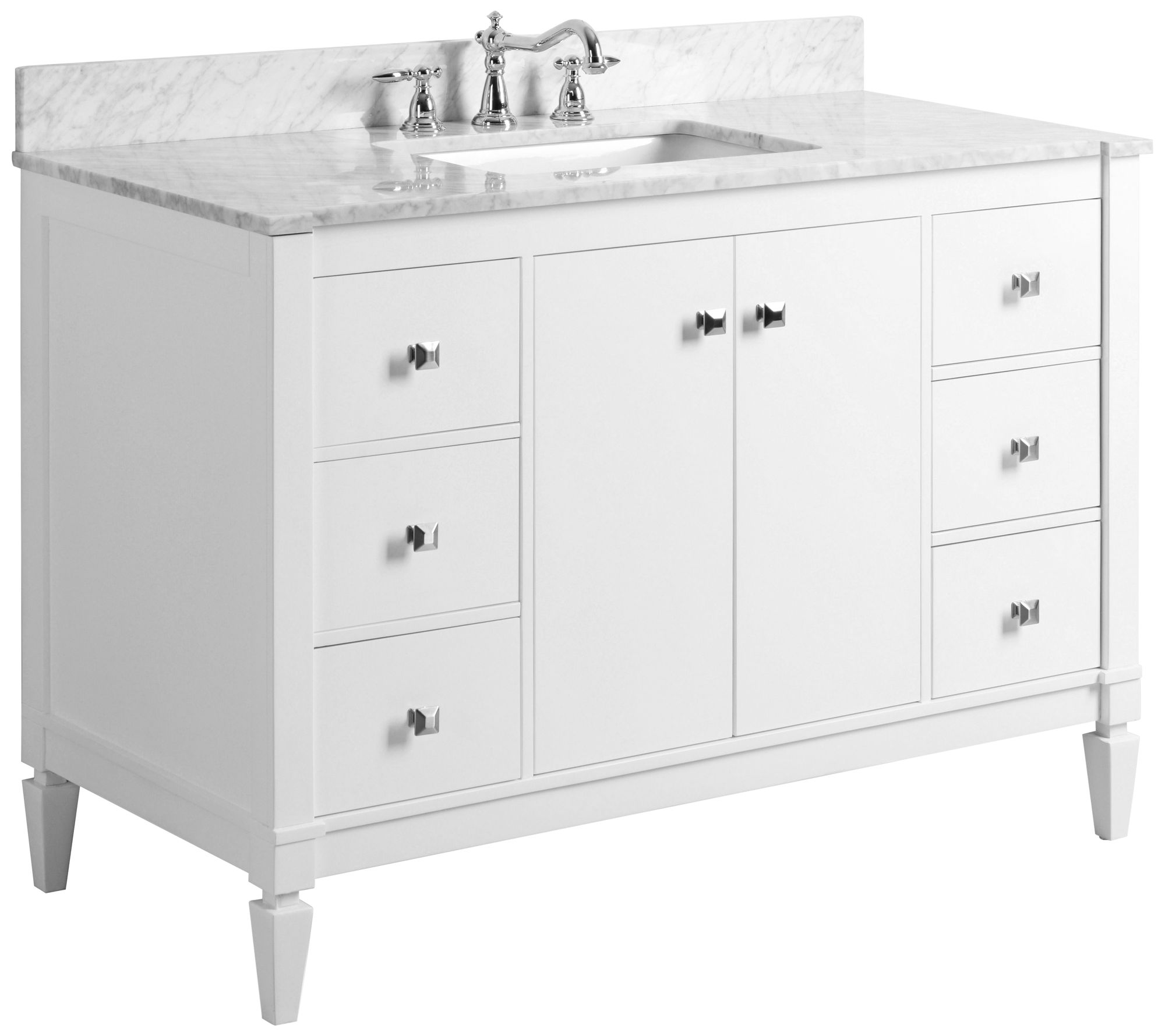 Kayleigh White 48" Italian Marble-Top Single Sink Vanity
