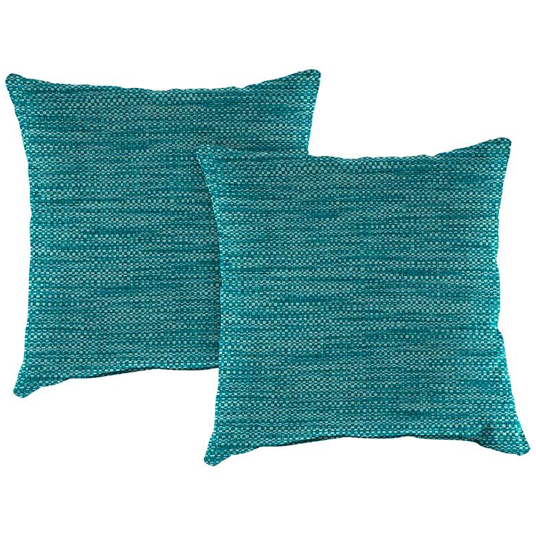 Remi Lagoon Text 16&quot; Square Indoor-Outdoor Pillow Set of 2