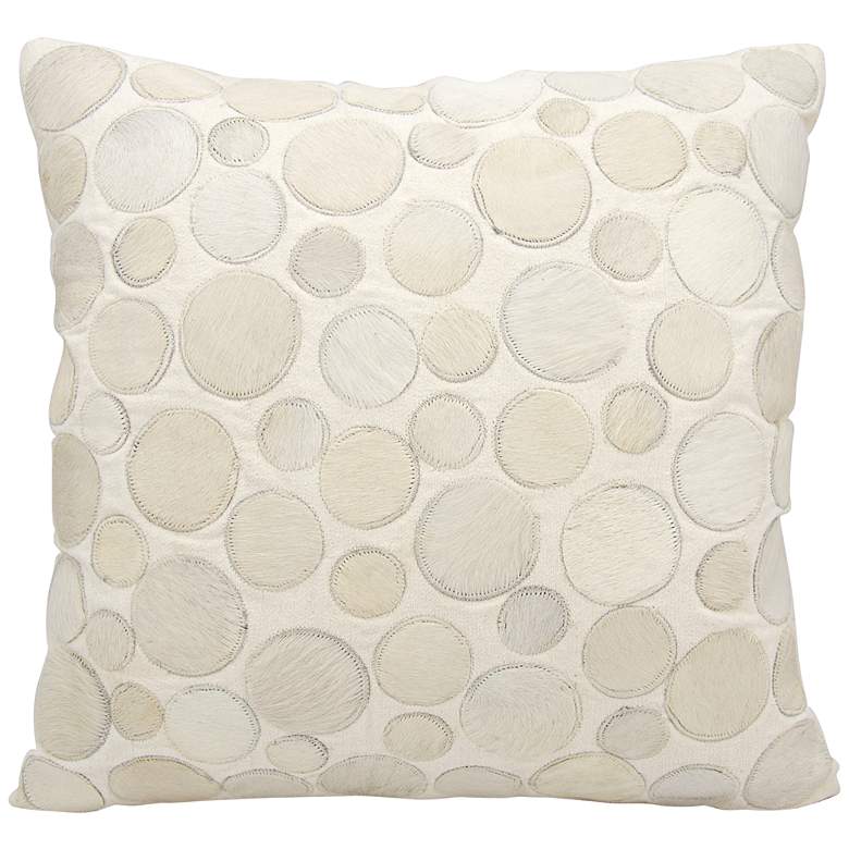 Nourison Circle Natural Leather 20&quot; Square White Pillow