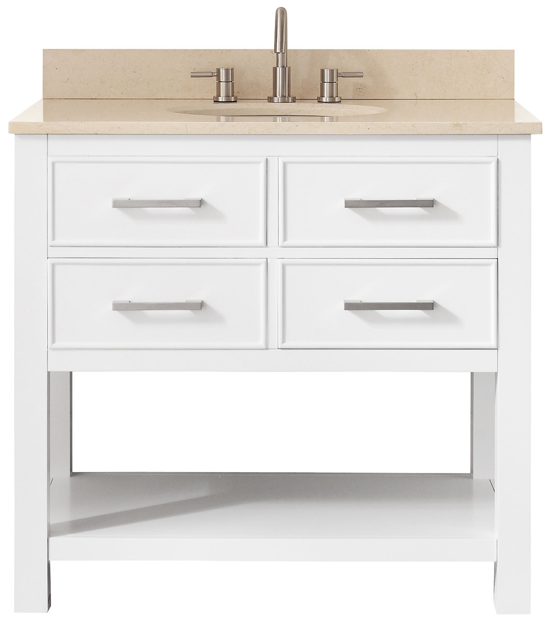 Avanity Brooks 37 Beige Marble Top White Single Sink Vanity