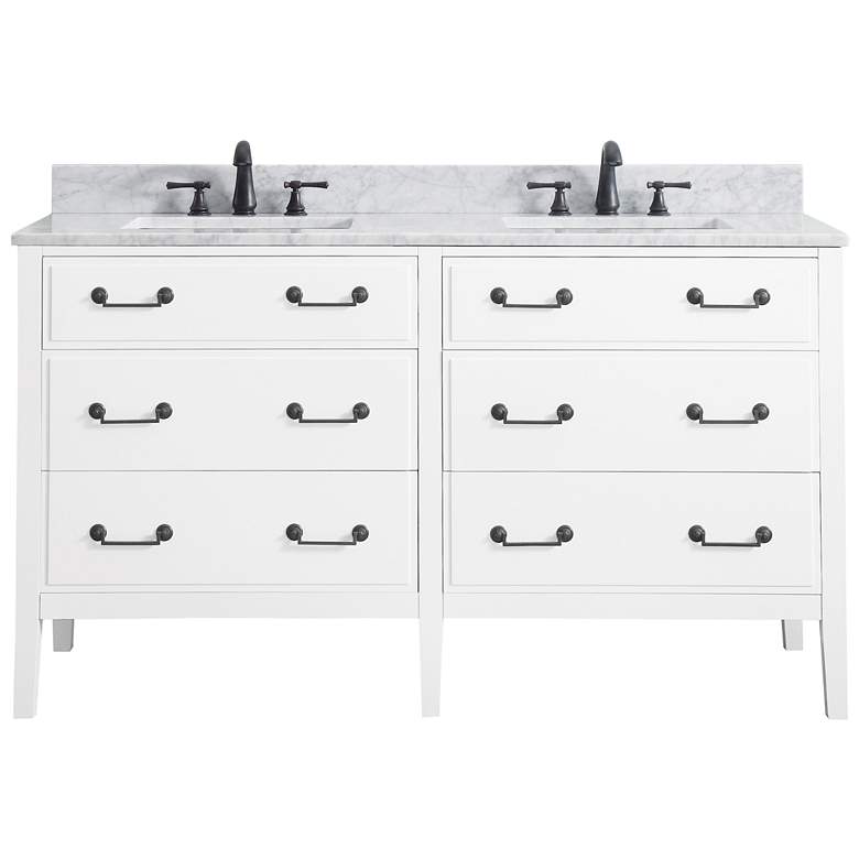Avanity Delano White 61&quot; Carrara-Top Double Sink Vanity