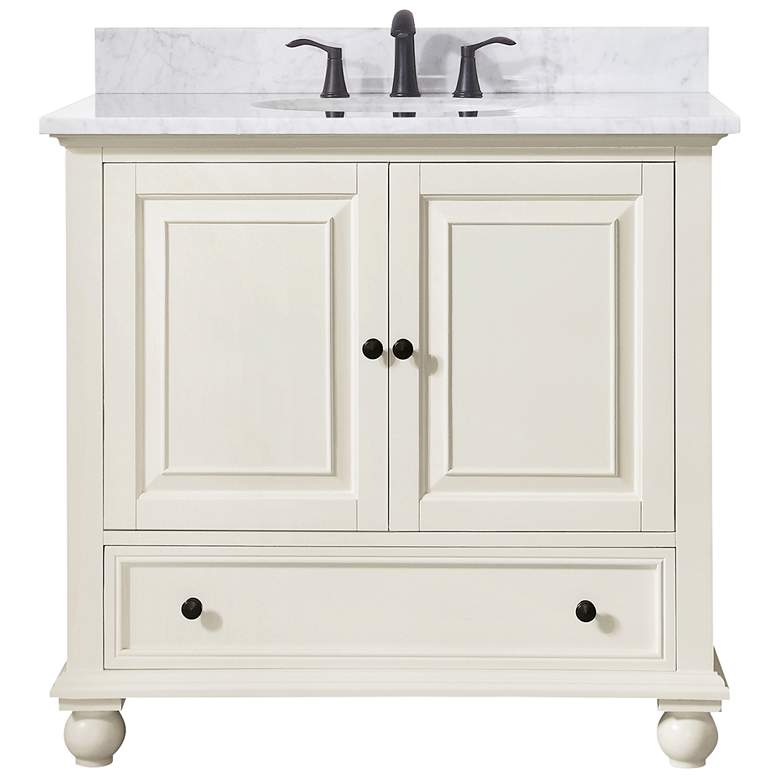 Avanity Thompson White 37 Marble Top Single Sink Vanity