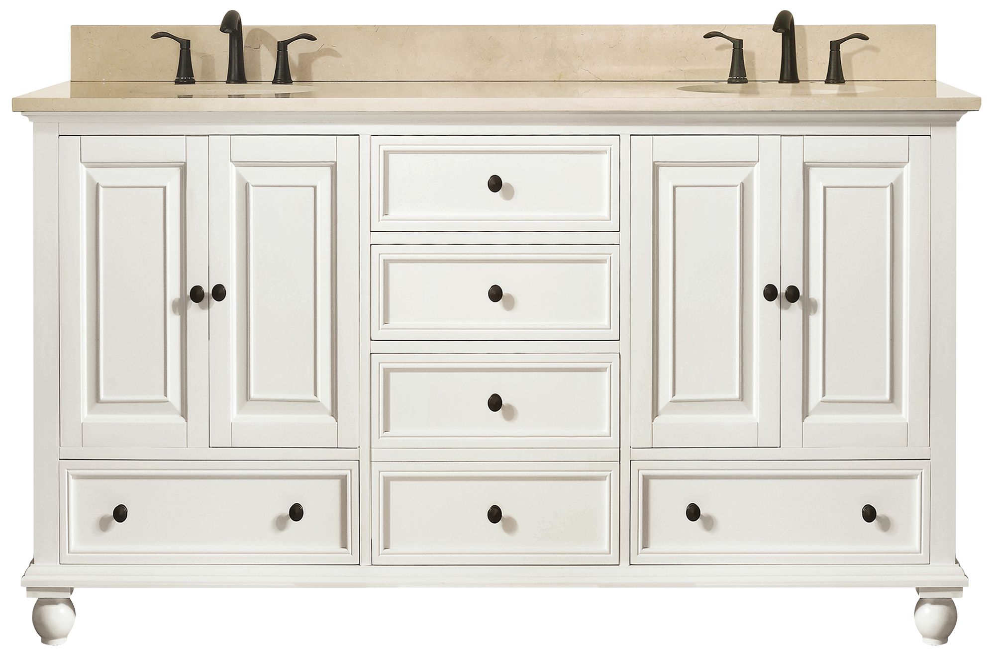 Avanity Thompson White 61" Galala-Top Double Sink Vanity