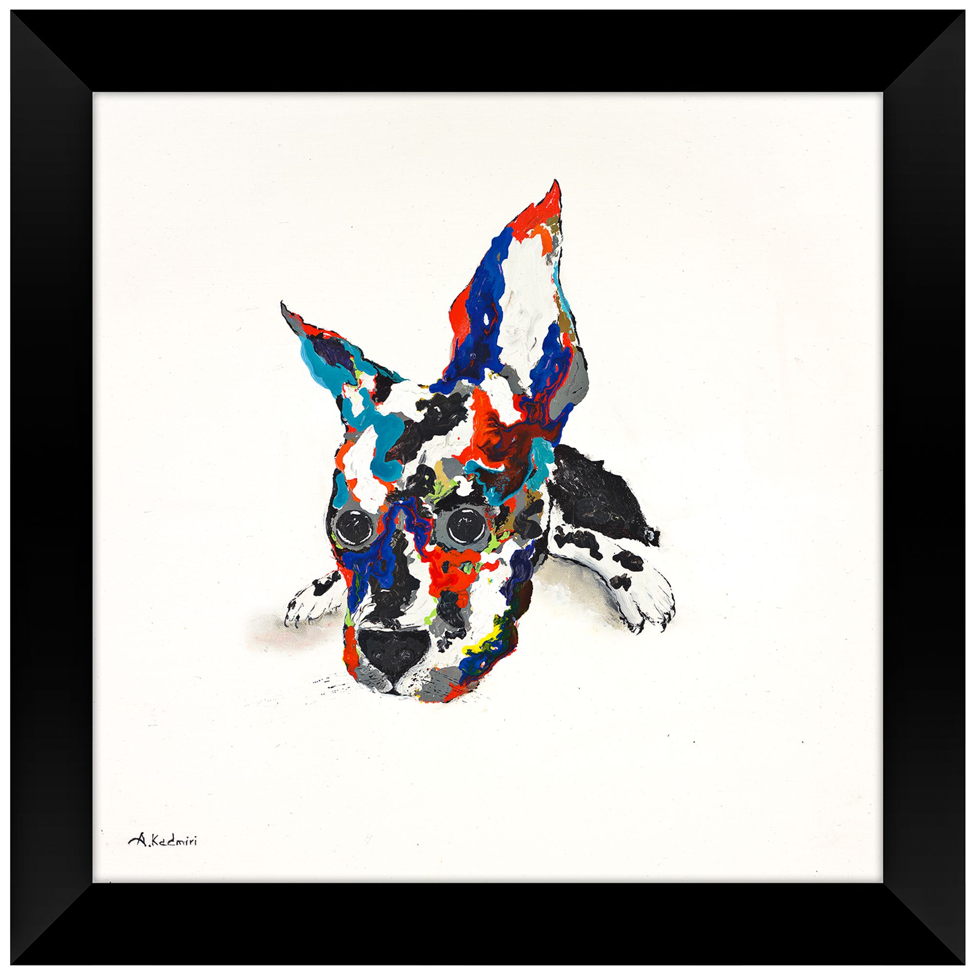 Multi-Colored Adorable 28" Square Puppy Framed Wall Art