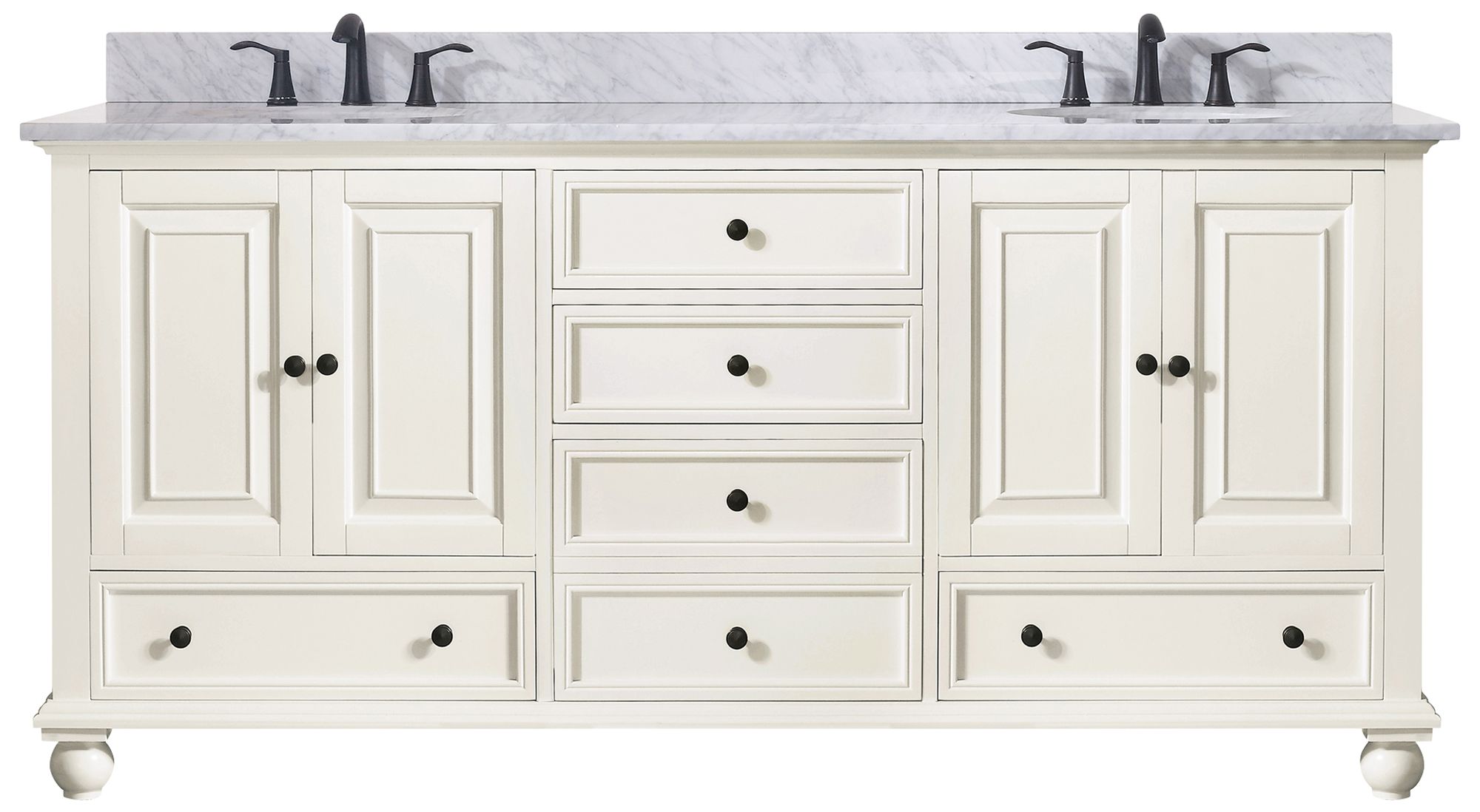 Avanity Thompson White 73" Marble-Top Double Sink Vanity