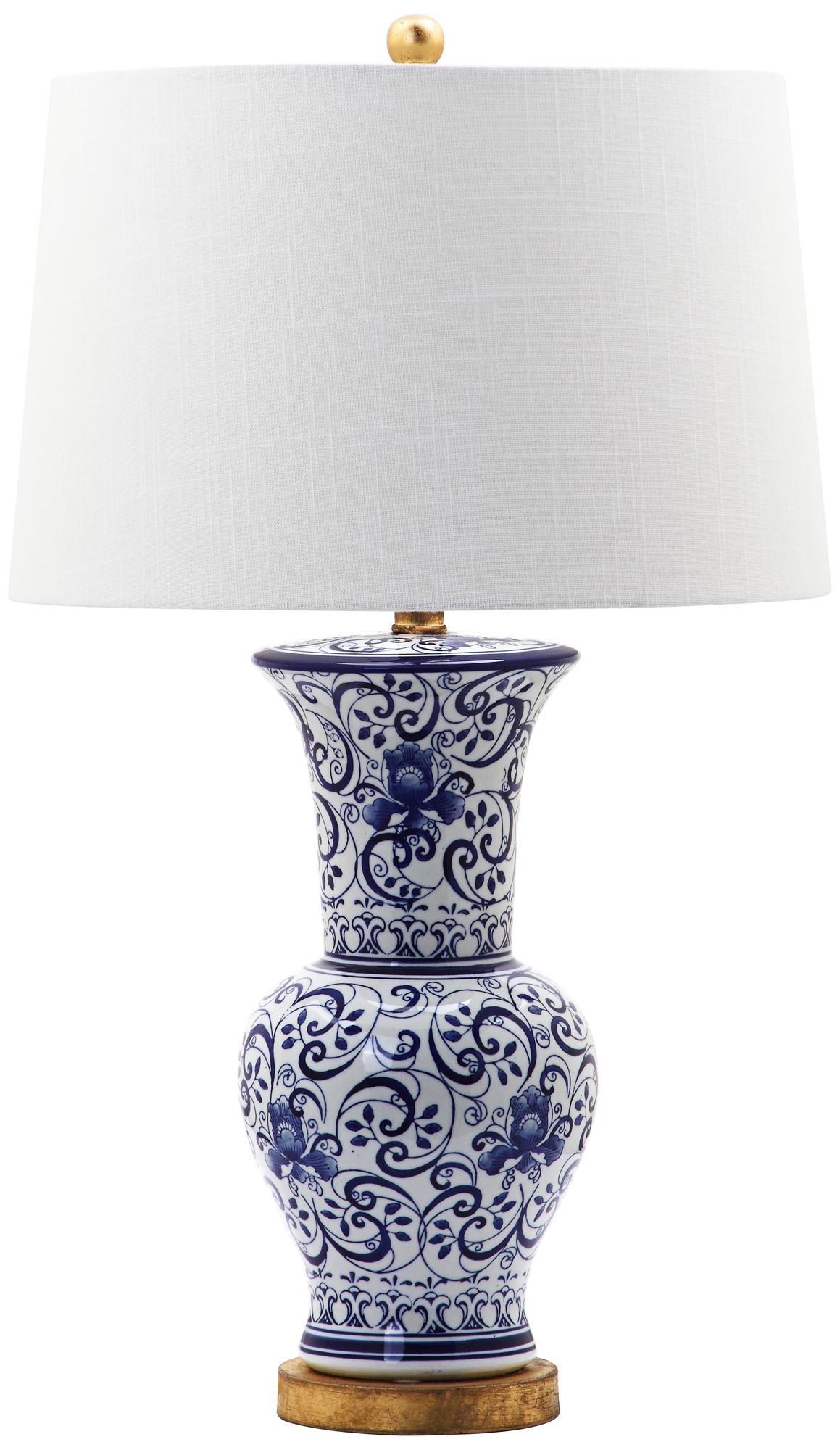 Norham Blue and White Vase Scroll Ceramic Table Lamp