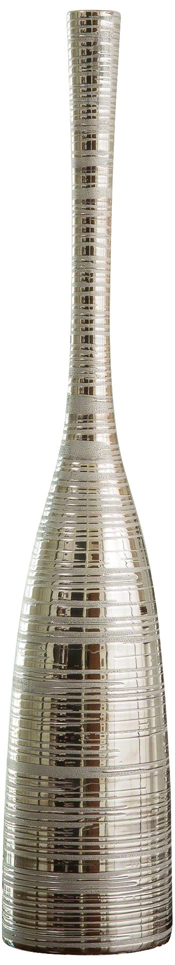 Nifty Silver 30" High Portuguese Ribbed Tall Metallic Vase