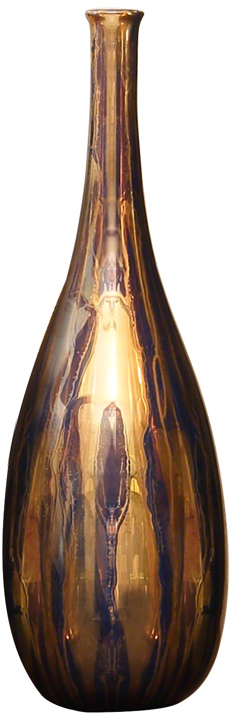 Fingerprint Medium 14" High Golden Blue Ceramic Metallic Vase