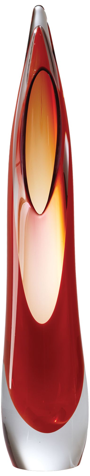 Stalagmite Fire Red 24 1/2" High Clear Glass Teardrop Vase