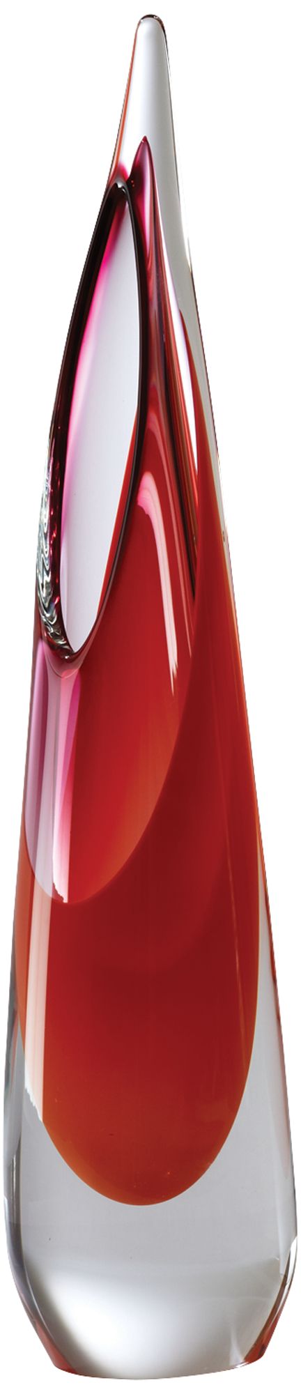 Stalagmite Fire Red 17 1/2" High Clear Glass Teardrop Vase