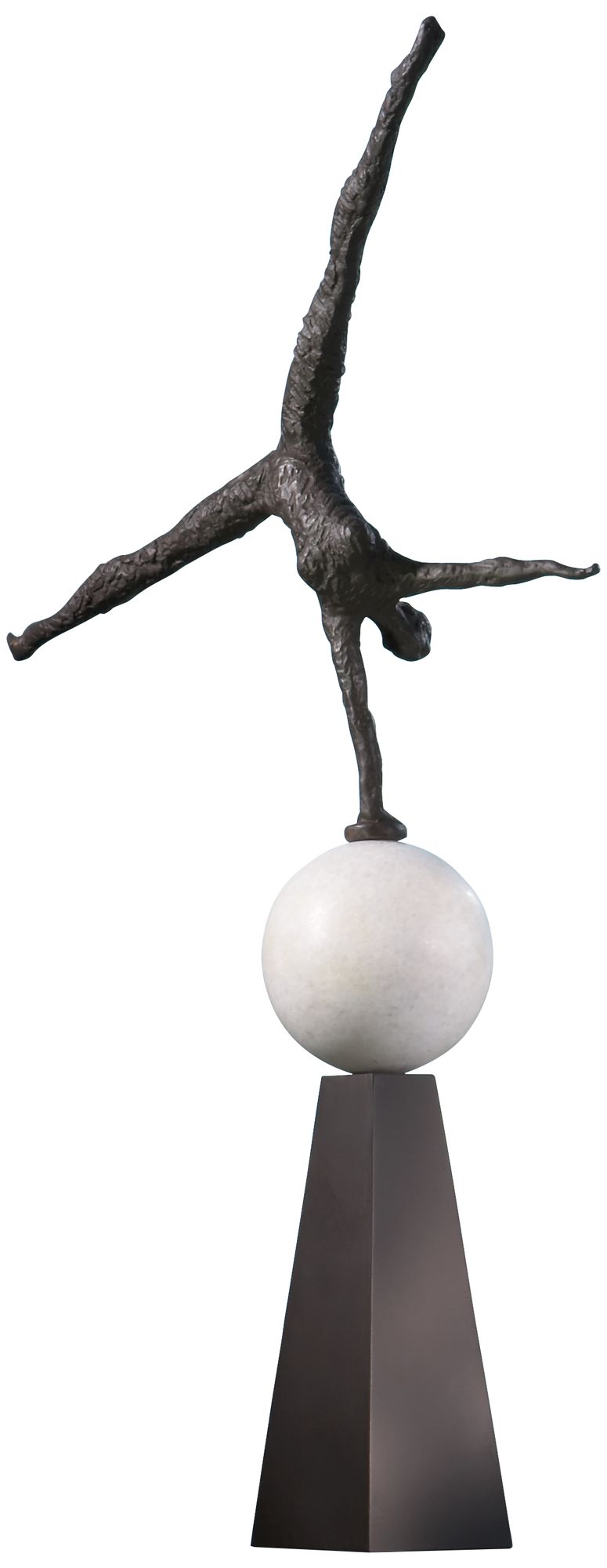 Acrobat on Marble Ball 25" High Iron Tabletop Sculpture