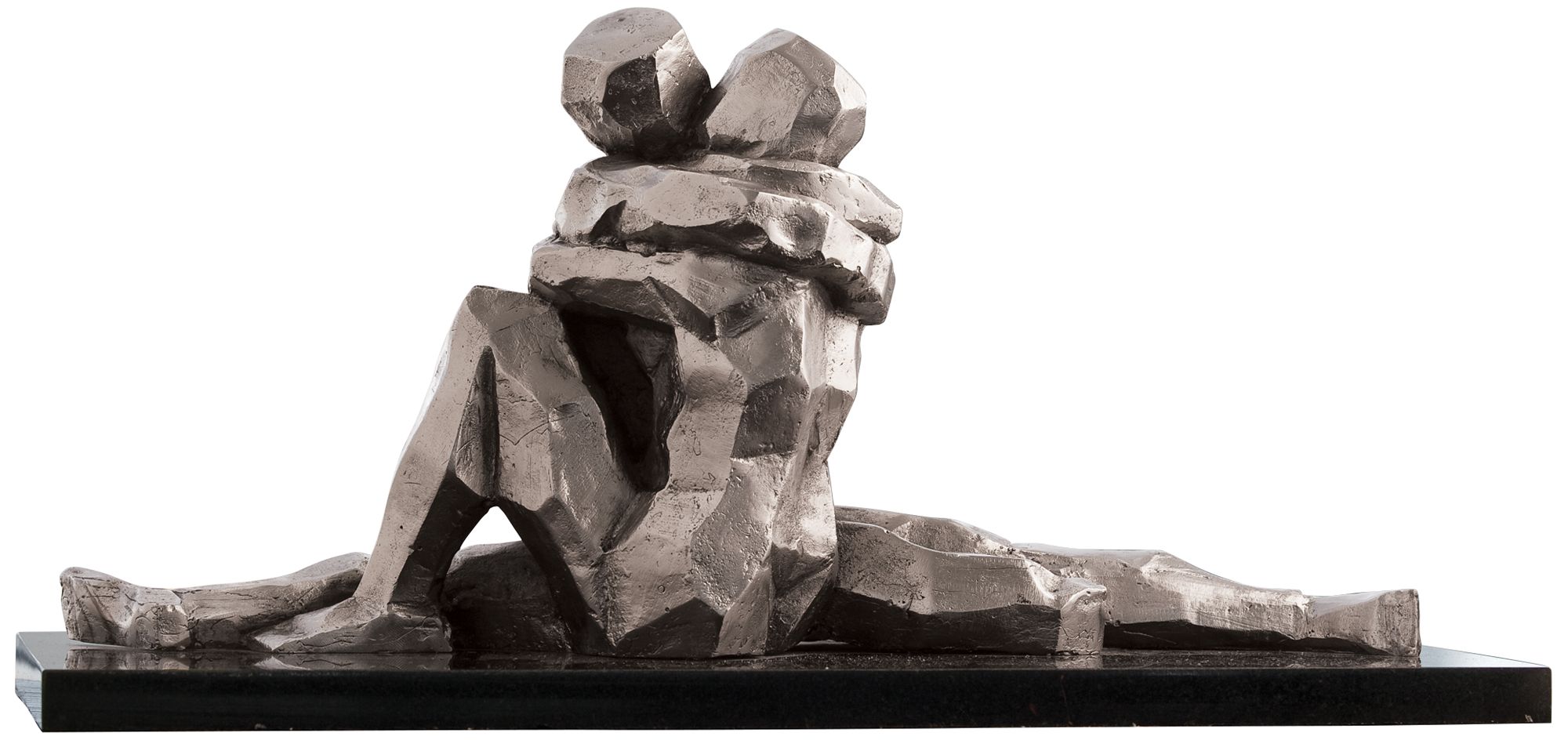 The Kiss 18" Wide Silver-Nickel Tabletop Sculpture