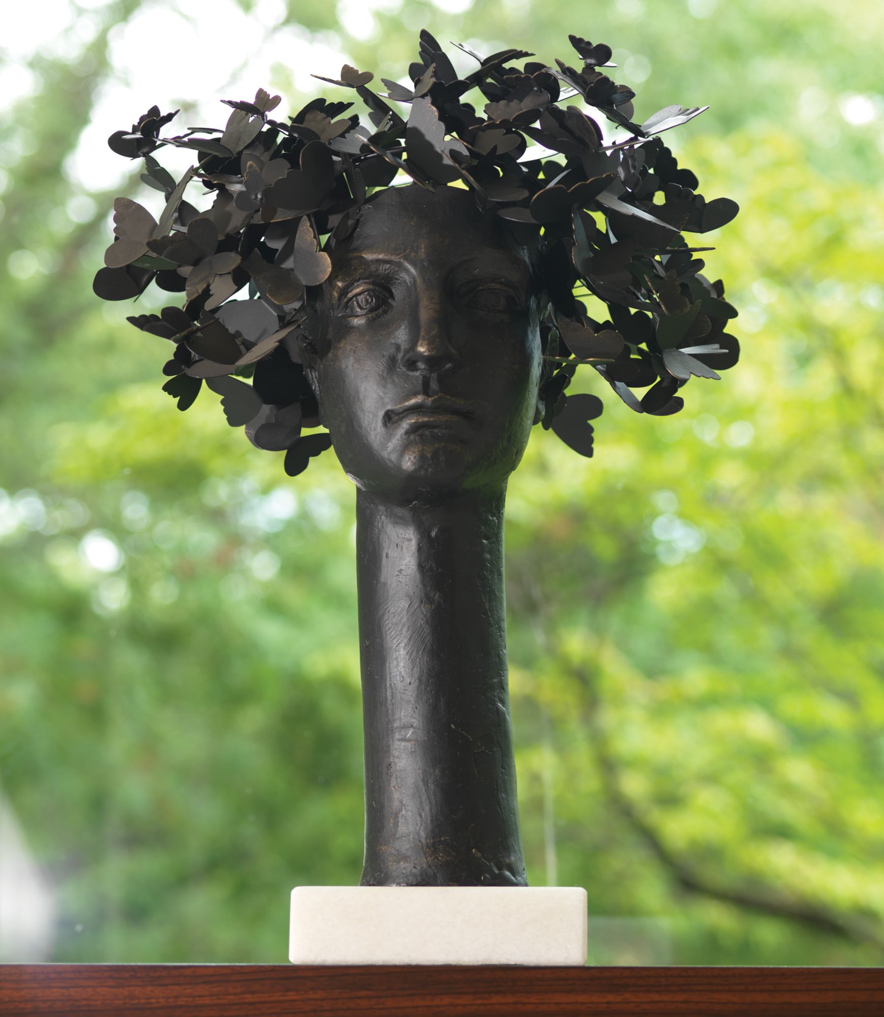 Butterflies For Brains 23 1/2" High Cast Iron Bust Sculpture