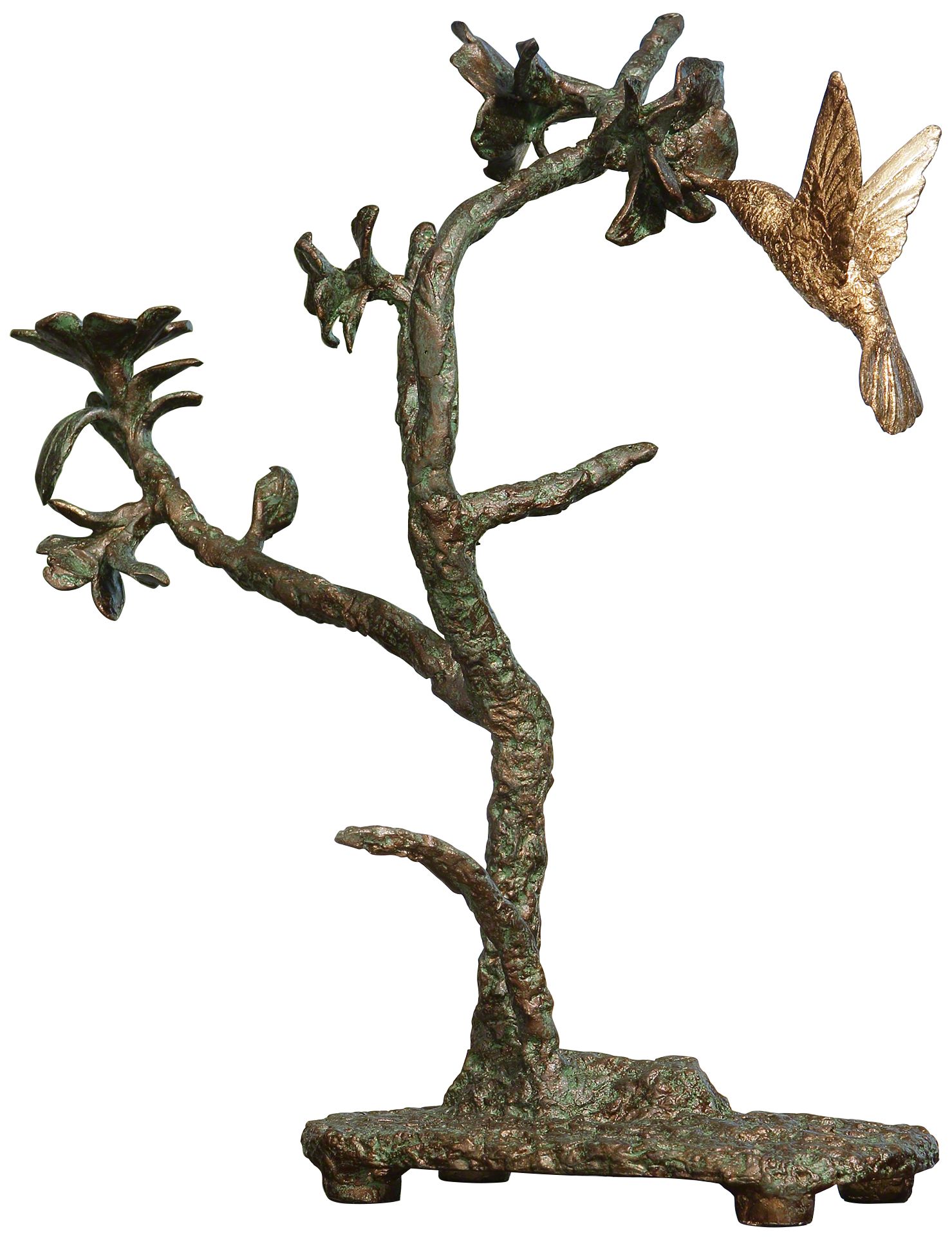 Hummingbird 15 1/4" High Verdi and Gold Bird Sculpture