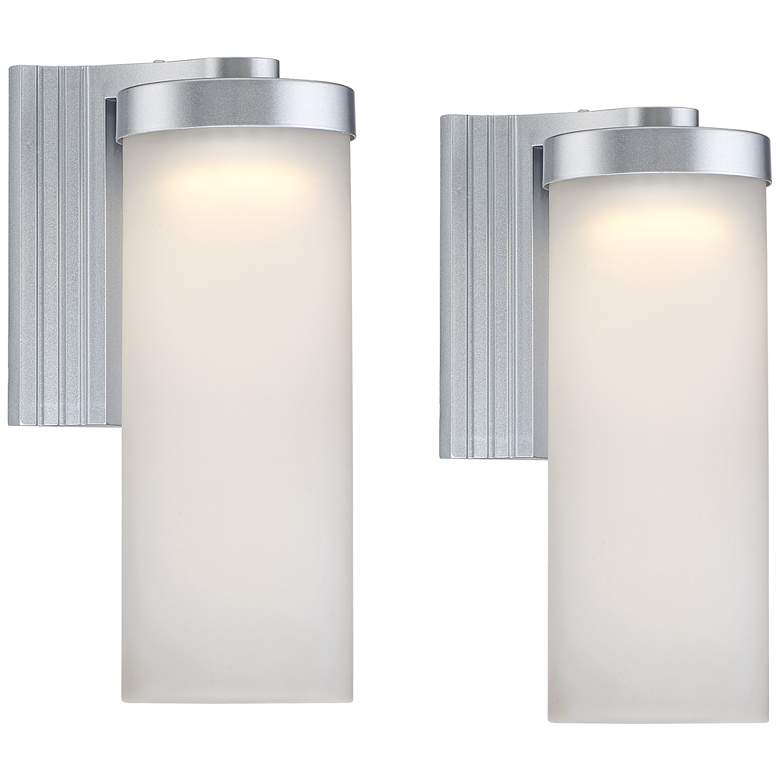 Set of 2 Cleo 10 1/2&quot; High Silver LED Outdoor Wall Lights