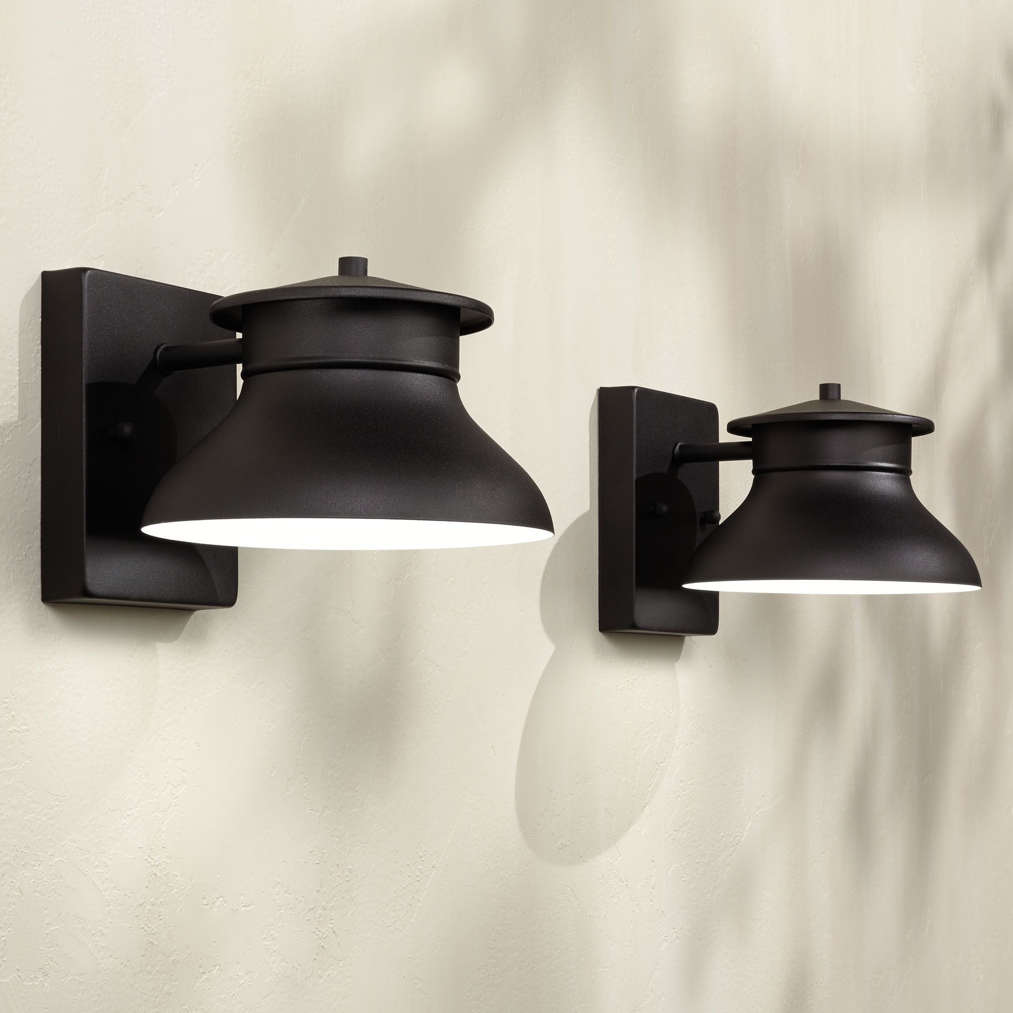 Modern Outdoor Wall Light Fixtures Set of 2 LED Black 5" Dark Sky for