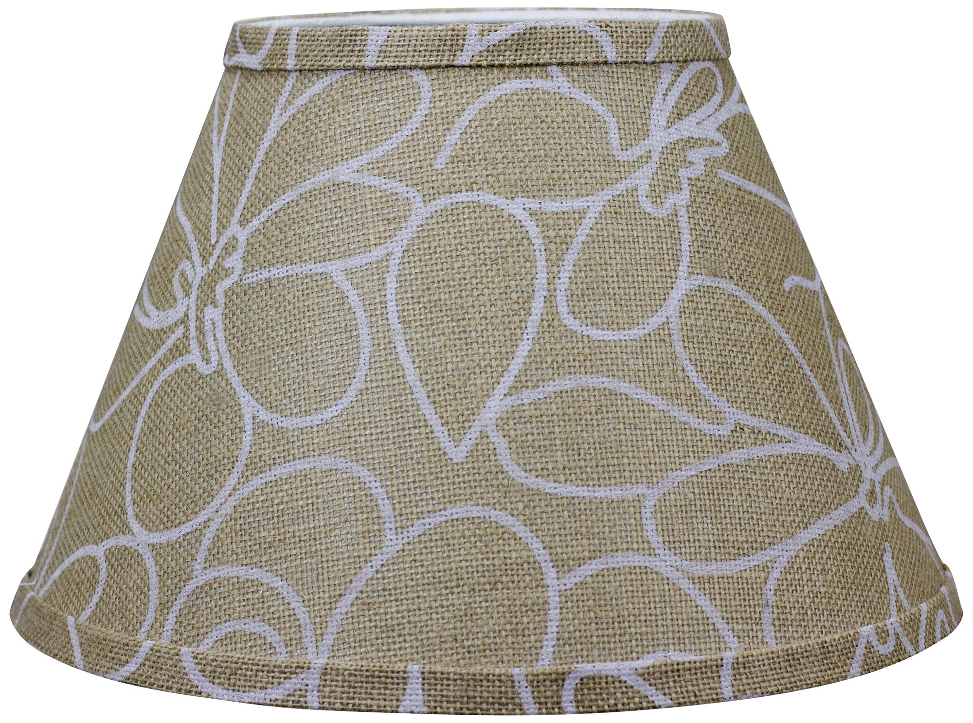 Burlap and White Floral Empire Shade 8x14x10.25 (Spider)
