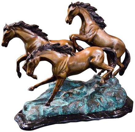 Henri Studio 3 Galloping 13 1/2" Wide Bronze Horse Sculpture
