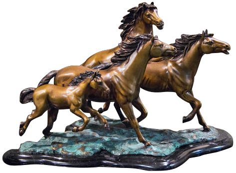 Henri Studio 4 Galloping 20 1/2"W Brass Horse Sculpture