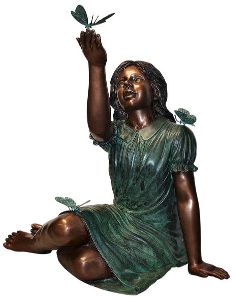 Henri Studio Butterfly Girl 28" High Brass Garden Statue