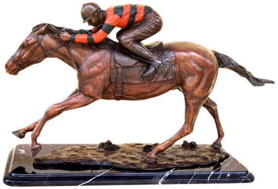 Henri Studio Jockey on Horse 10" High Tabletop Sculpture