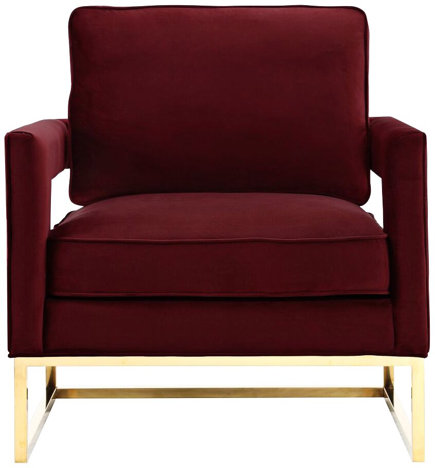 Avery Maroon Upholstered Velvet Armchair