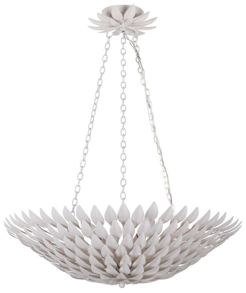 Crystorama Broche 26 1/2"W Leaves White Pendant Light