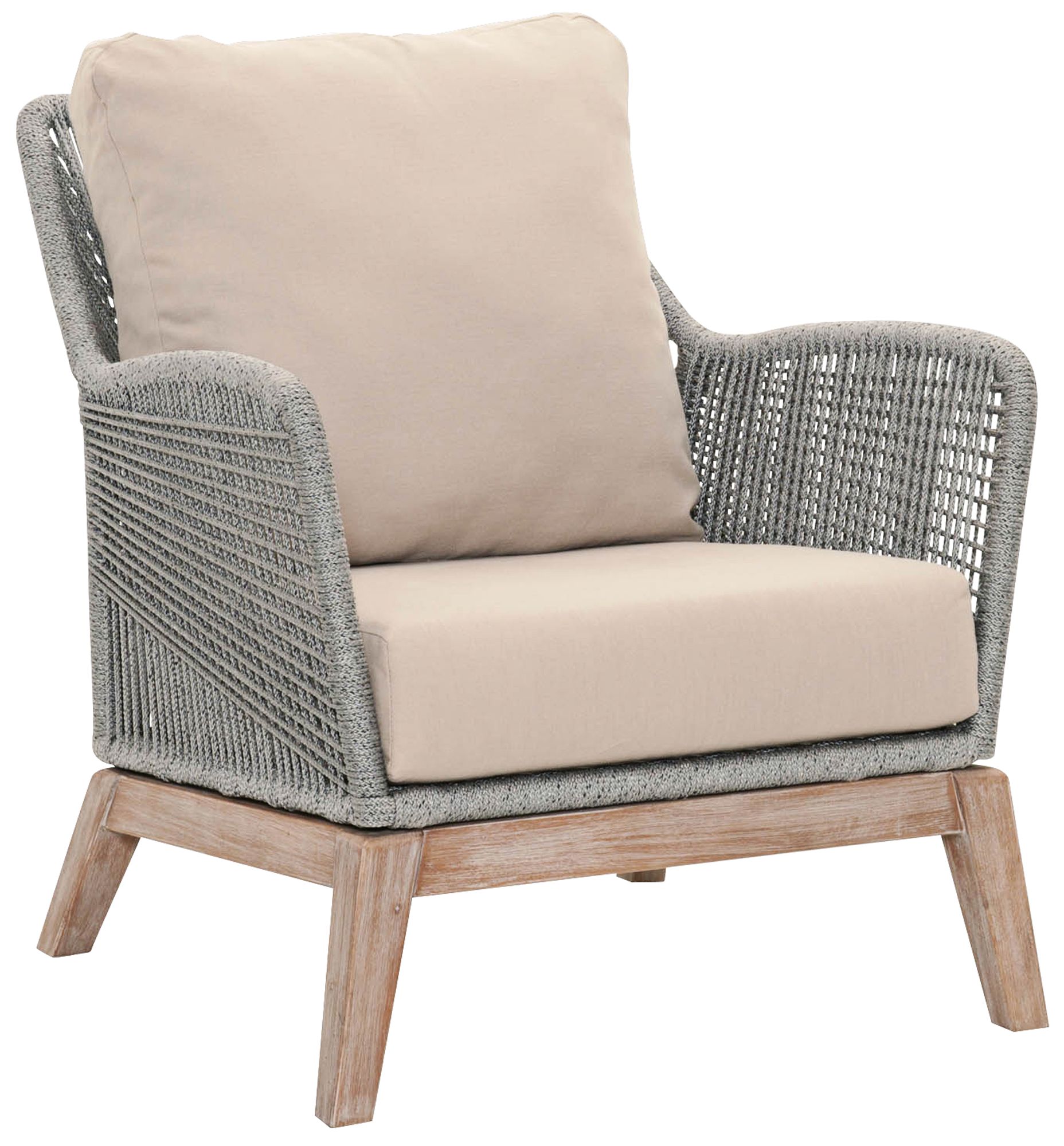 New Wicker Loom Mahogany And Platinum Rope Club Chair