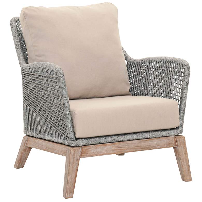 New Wicker Loom Mahogany And Platinum Rope Club Chair