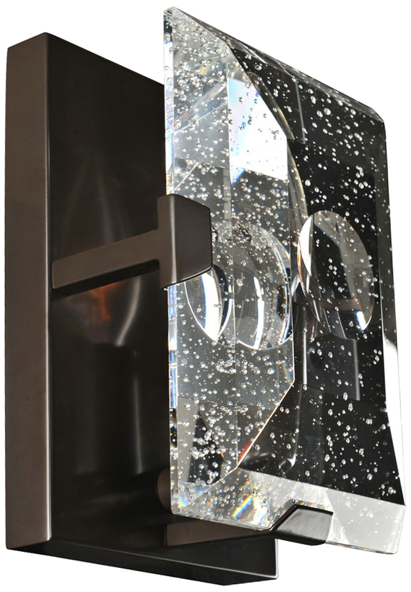 Giada 6 3/4" High Bubble Crystal Slab Dark Bronze Wall Sconce