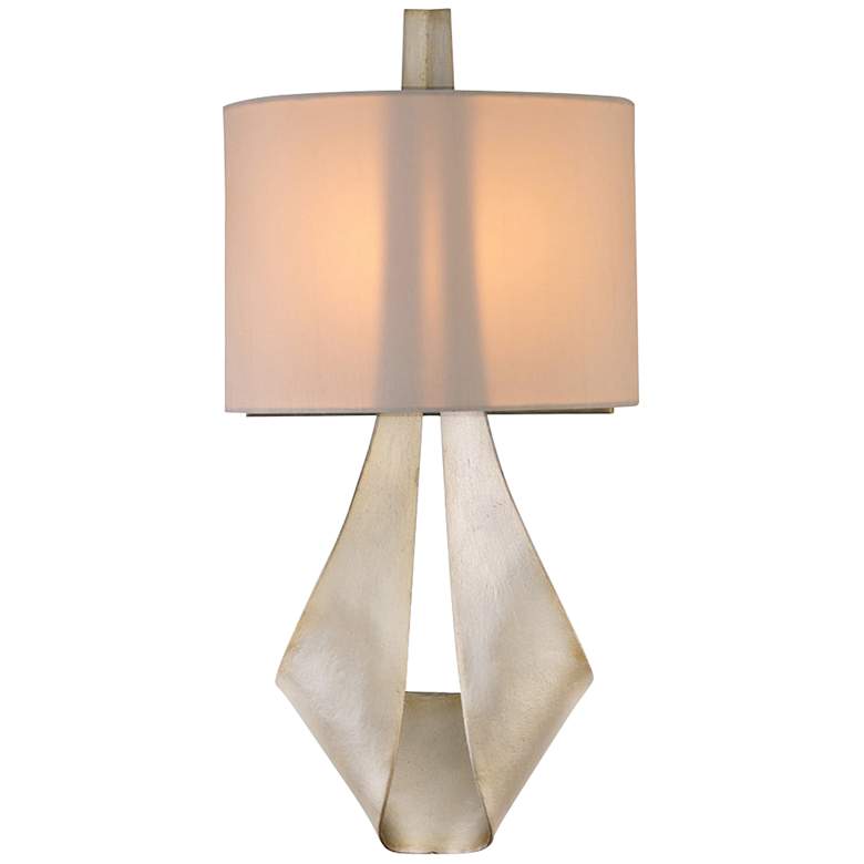 Image 2 Barrymore 18 1/4"H Silk Shade Pearl Silver Wall Sconce