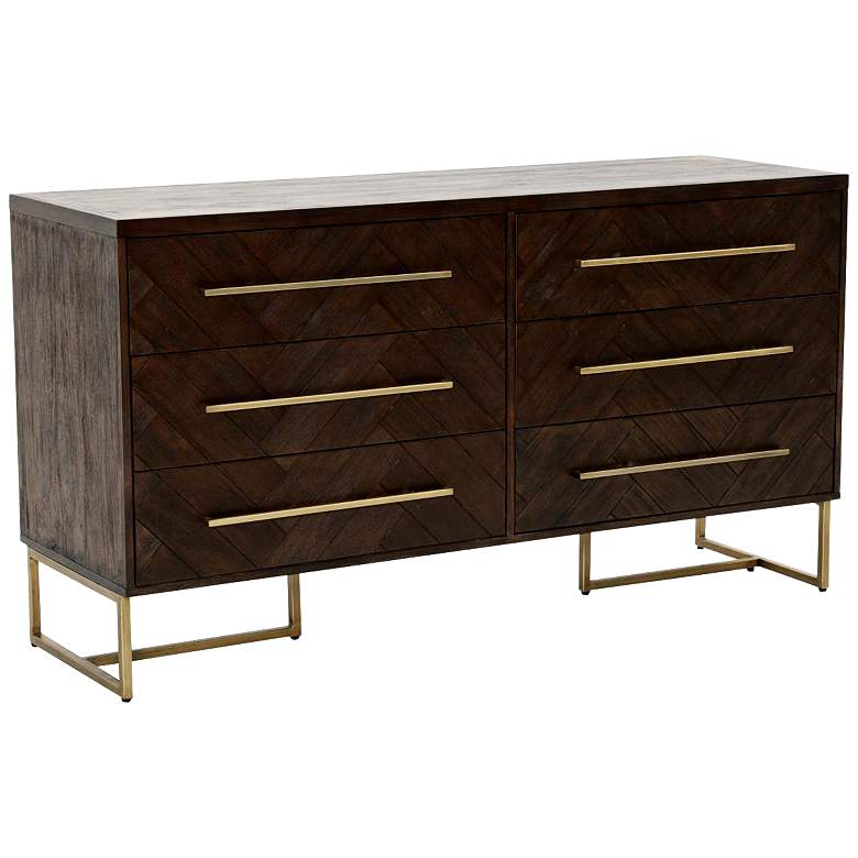 Mosaic 62&quot; Wide Java Wood 6-Drawer Modern Double Dresser
