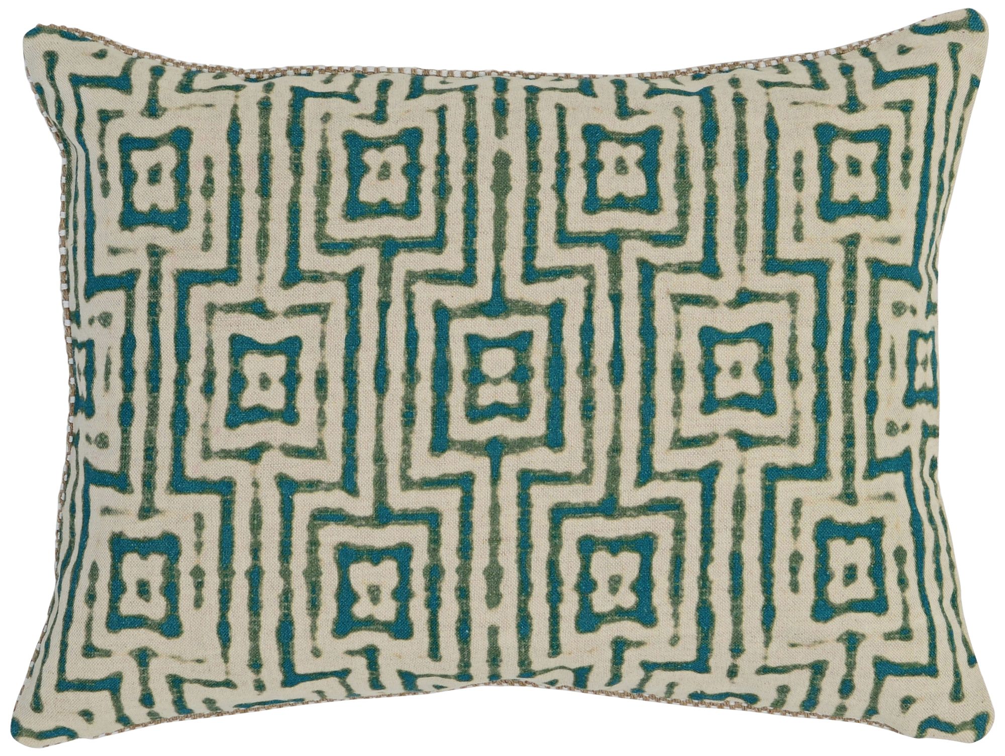 Resort Turquoise Print 20 X 14 Fabric Accent Pillow 1p807