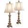 Elize Whitewash Traditional Candlestick Lamps Set of 2