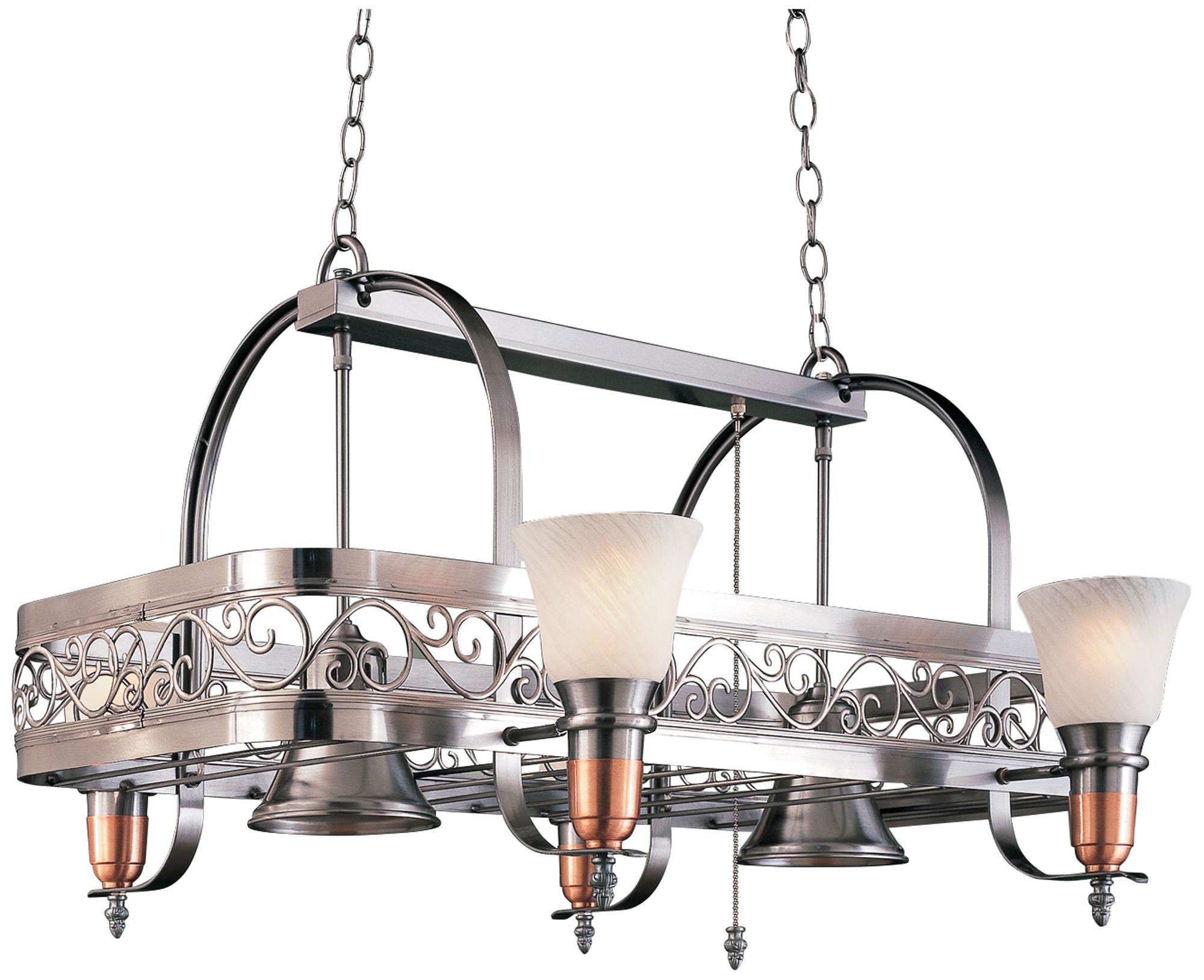 Odysee 36" Wide 6Light Satin Steel Pot Rack Chandelier 1R057