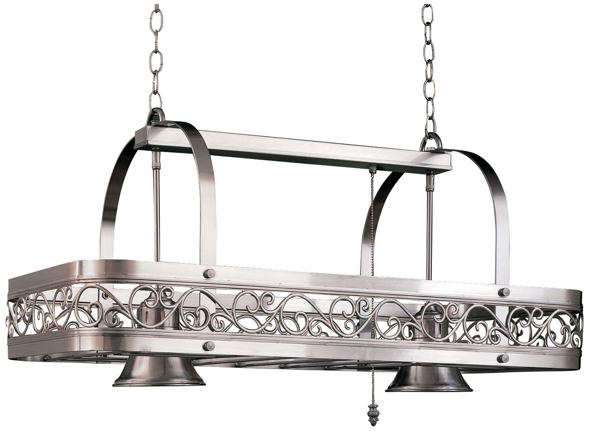 Odysee 36" Wide 2Light Satin Steel Pot Rack Chandelier 1R060 Lamps Plus