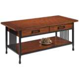 Ironcraft 46&quot; Wide Metal and Oak Top 2-Drawer Coffee Table