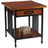 Ironcraft 24&quot; Wide Metal and Mission Oak Drawer End Table