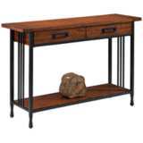 Ironcraft 46&quot; Wide Metal and Oak Top 2-Drawer Sofa Table