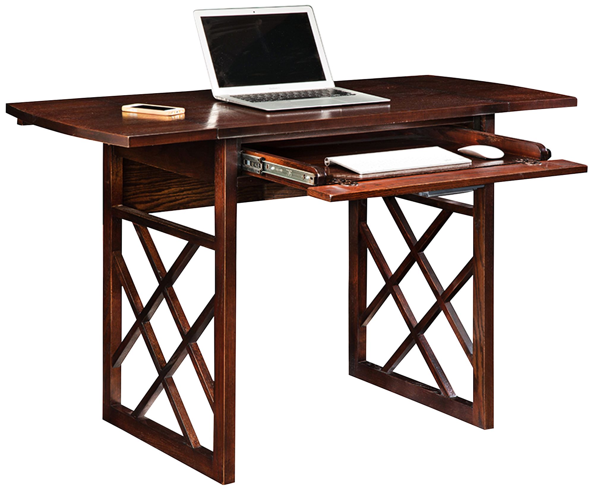 Chocolate Oak 47 1/2" Wide Drop Leaf Computer Writing Desk