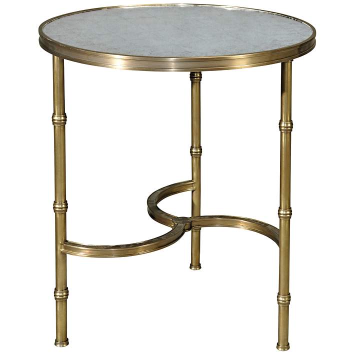 Bamboo Brass 22 Wide Round Glass Top, Round Glass Accent Table