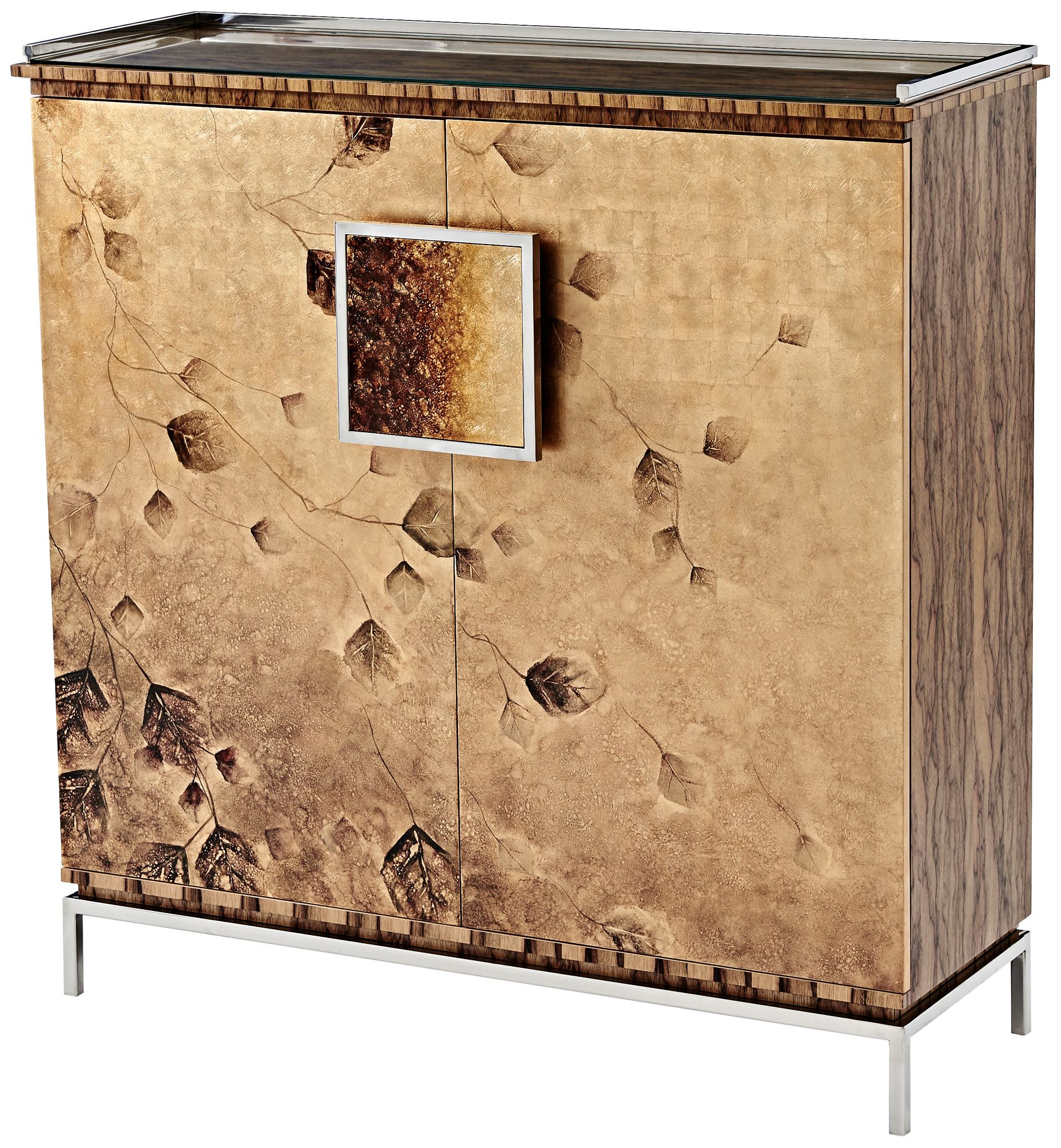 Autumnal Glow 46" Wide Wood and Glass Cabinet