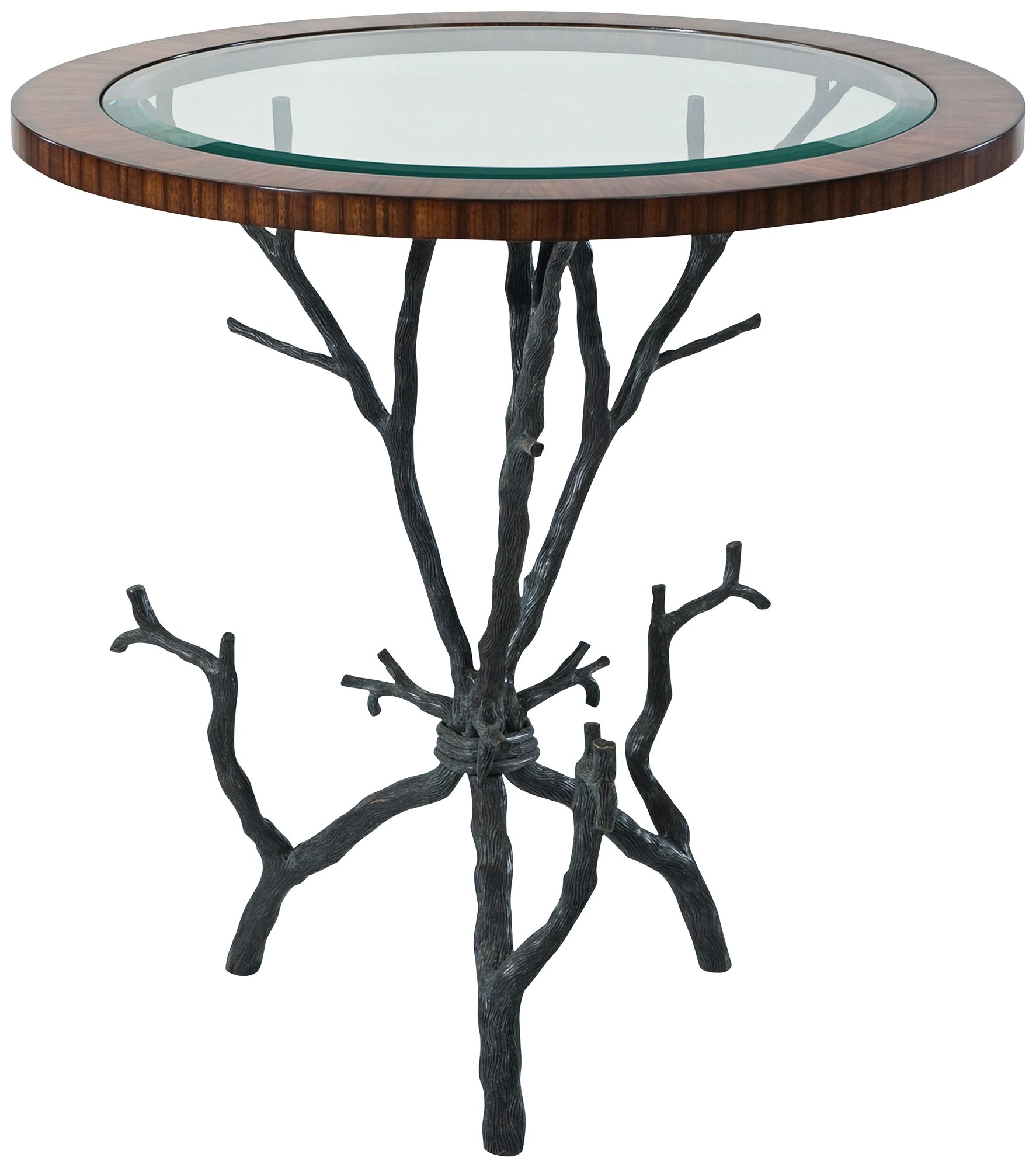 Arbore 26" Wide Brass and Glass Tree Branch Accent Table