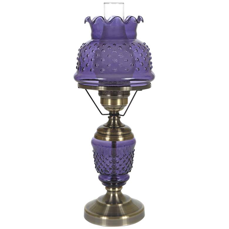 Purple Hobnail Glass 22&quot; High Hurricane Table Lamp
