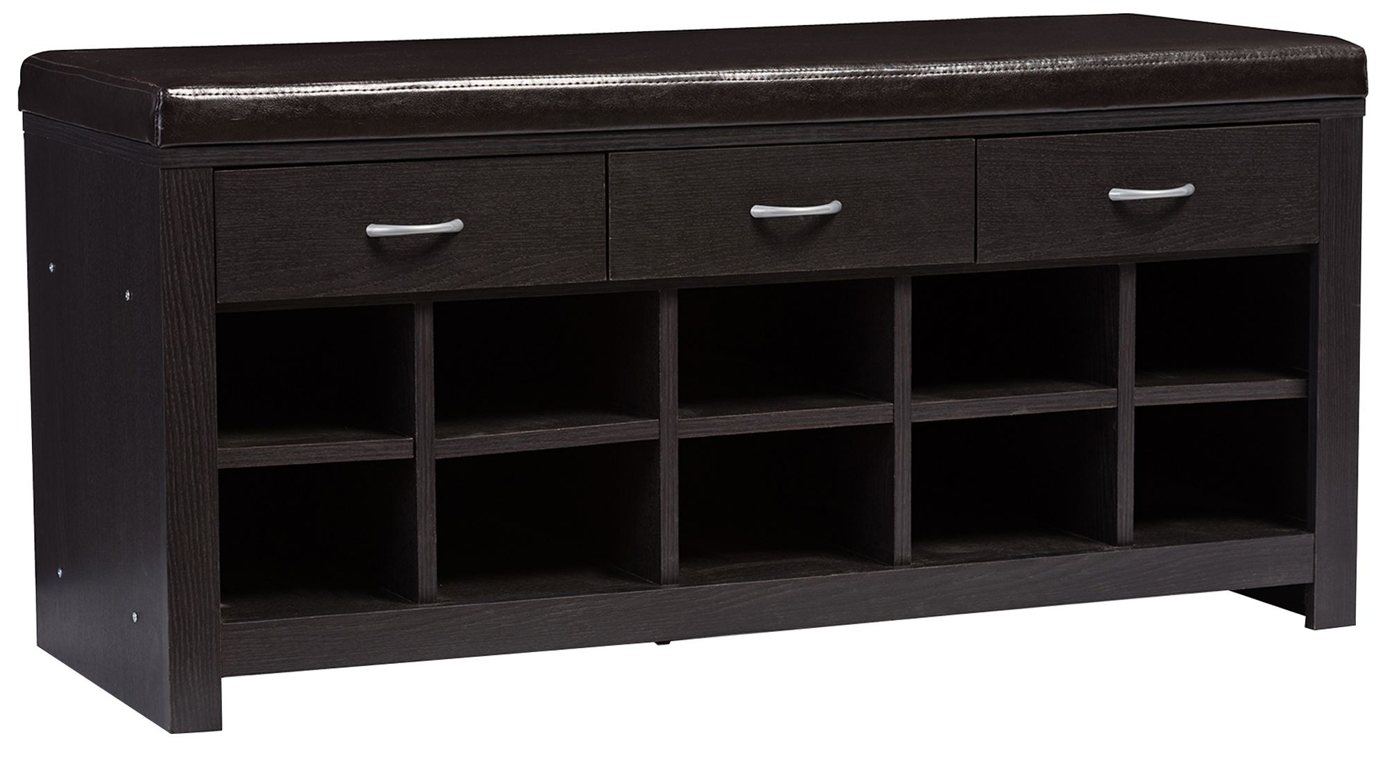 Shoe Storage 41 3/4" Wide Espresso Leather Entryway Bench