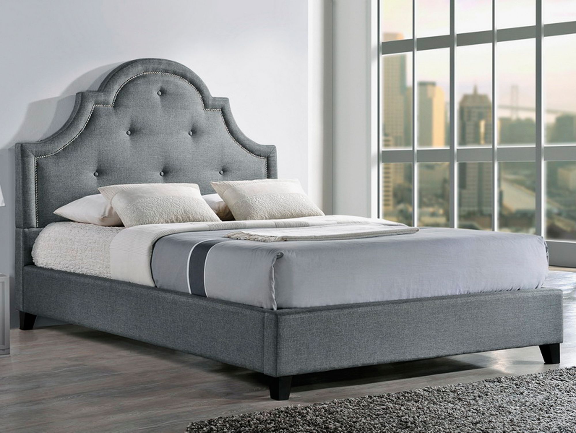 Baxton Studio Colchester Beige Linen Platform Bed